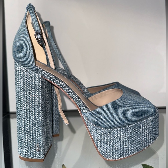 Sam Edelman Kori denim platform sandals - Picture 1 of 4